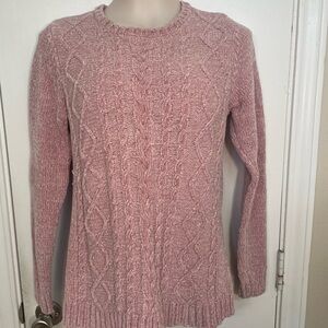 Women’s Cable Knit Crewneck Spring Sweater - Pink